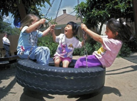 Children in a swing