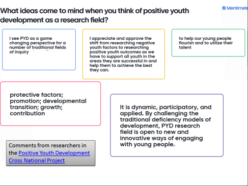 What ideas come to mind when you think of PYD as a research field?