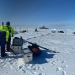 När vädret är bra kan forskarna lämna fartyget Oden för att bedriva forskning på isen. För säkerhets skull finns isbjörnsvakter utplacerade både på isen och ombord på isbrytaren. Alla som ska jobba ute på isen har fått vapenträning.
Bild: Stella Papadopoulou